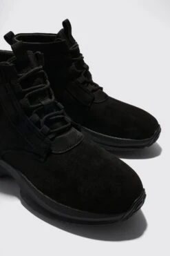 Geschnürte Stiefel Aus Wildlederimitat Mit Dicker Sohle -Nerf Verkäufe bmm23938 black xl 3