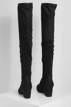 Kniehohe Stretch-Stiefel Mit Blockabsatz -Nerf Verkäufe dzz74609 black xl 3