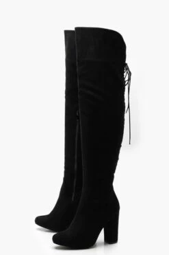Overknee-Stiefel Mit Spitzen-Detail Und Blockabsatz 8 Overknee-Stiefel Mit Spitzen-Detail Und Blockabsatz -Nerf Verkäufe dzz75324 black xl 2