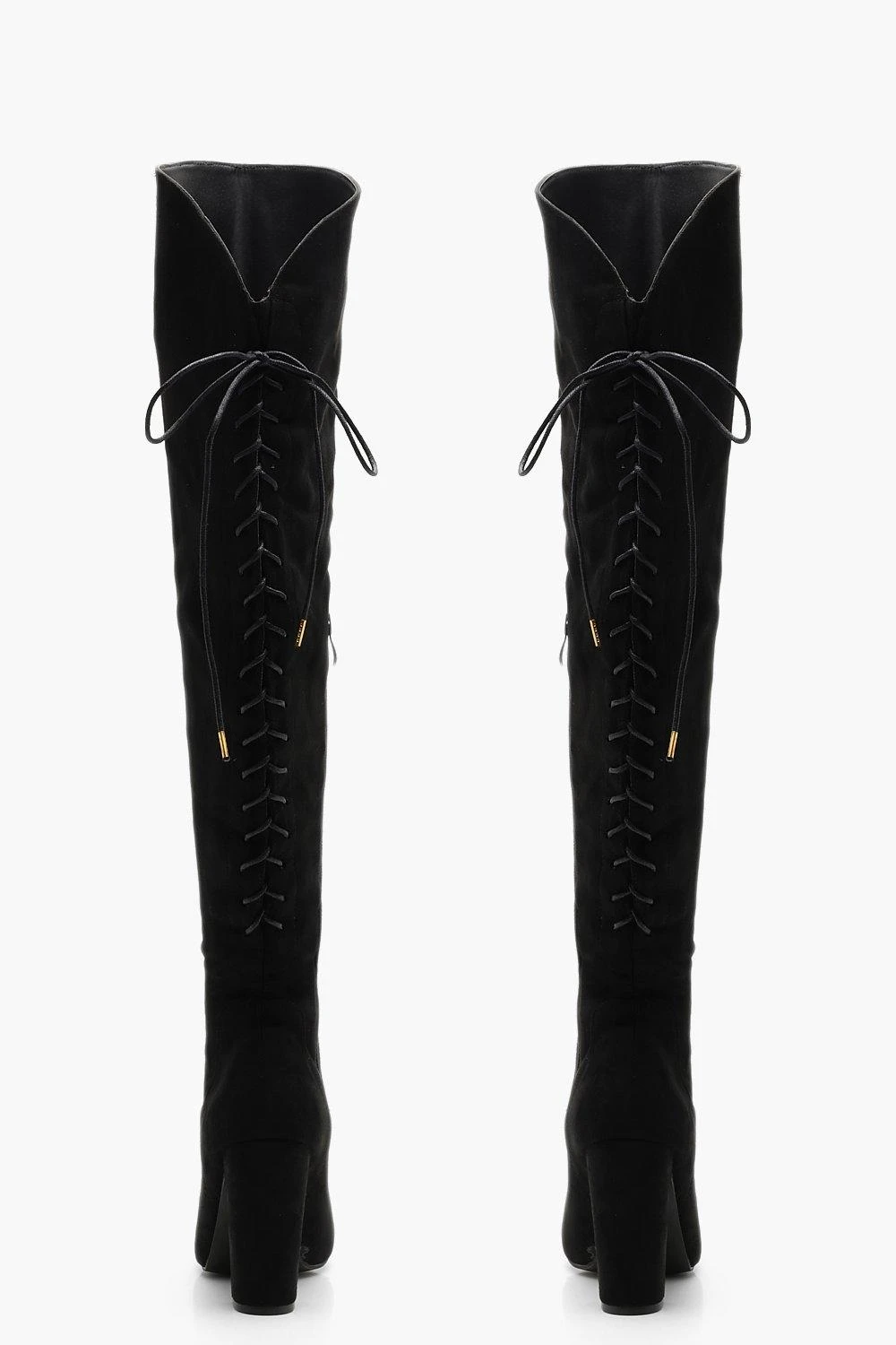 Overknee-Stiefel Mit Spitzen-Detail Und Blockabsatz 6 Overknee-Stiefel Mit Spitzen-Detail Und Blockabsatz – Bild 4