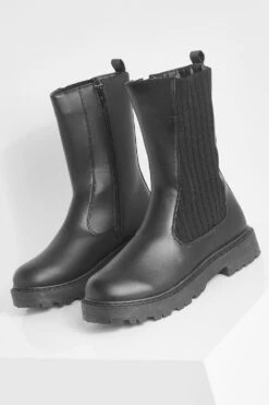 Breite Passform Mittelhohe Chelsea-Stiefel -Nerf Verkäufe fzz20428 black xl 2
