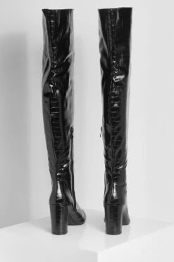 Kroko Overknee-Stiefel Mit Blockabsatz -Nerf Verkäufe fzz30498 black xl 3