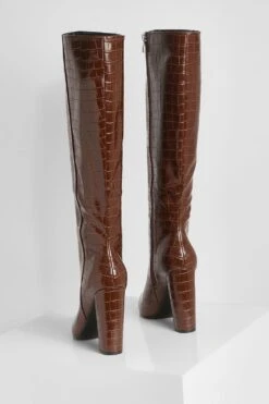 Breite Passform Kroko Overknee-Stiefel -Nerf Verkäufe fzz33391 chocolate xl 3