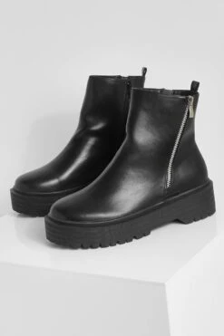 Breite Passform PU Chelsea-Stiefel Mit Reißverschluss -Nerf Verkäufe fzz34227 black xl 2
