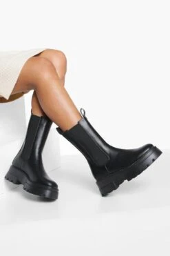Breite Passform Chelsea-Stiefel Mit Klobiger Sohle