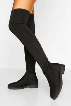 Flache Stretch-Overknee-Stiefel