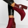 Stiefel Mit Blockabsatz Und Seitlichem Reißverschluss -Nerf Verkäufe fzz55112 burgundy xl
