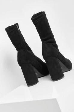 Breite Passform Spitze Wildleder Socken-Stiefel Mit Blockabsatz -Nerf Verkäufe fzz55490 black xl 3