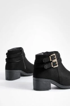 Breite Passform Chelsea-Stiefel Mit Blockabsatz Und Zwei Schnallen -Nerf Verkäufe fzz72713 black xl 2