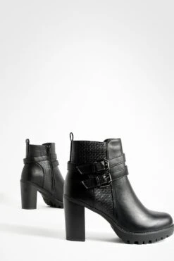 Chelsea-Stiefel Mit Blockabsatz Und Zwei Schnallen -Nerf Verkäufe fzz85967 black xl 2