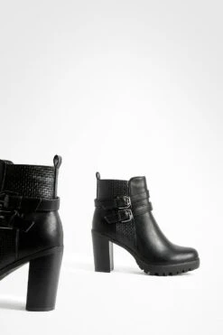 Chelsea-Stiefel Mit Blockabsatz Und Zwei Schnallen -Nerf Verkäufe fzz85967 black xl 3