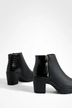 Klobige Chelsea-Stiefel Mit Reißverschluss Und Kroko-Einsatz -Nerf Verkäufe fzz87412 black xl 2