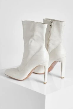 Eckige Kroko-Stiefel Mit Absatz -Nerf Verkäufe gzz08415 cream xl 3