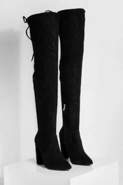 Spitze Oberknee-Stiefel Mit Geschnürtem Detail 8 Spitze Oberknee-Stiefel Mit Geschnürtem Detail -Nerf Verkäufe gzz08426 black xl 2