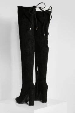 Spitze Oberknee-Stiefel Mit Geschnürtem Detail 9 Spitze Oberknee-Stiefel Mit Geschnürtem Detail -Nerf Verkäufe gzz08426 black xl 3