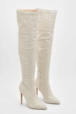 Spitze Overknee Stiletto-Stiefel Mit Absatz 8 Spitze Overknee Stiletto-Stiefel Mit Absatz -Nerf Verkäufe gzz08427 ecru xl 2