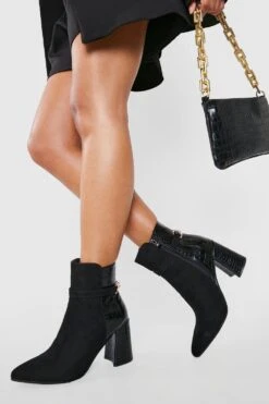 Breite Passform Stiefel Mit Hardware-Detail Und Blockabsatz