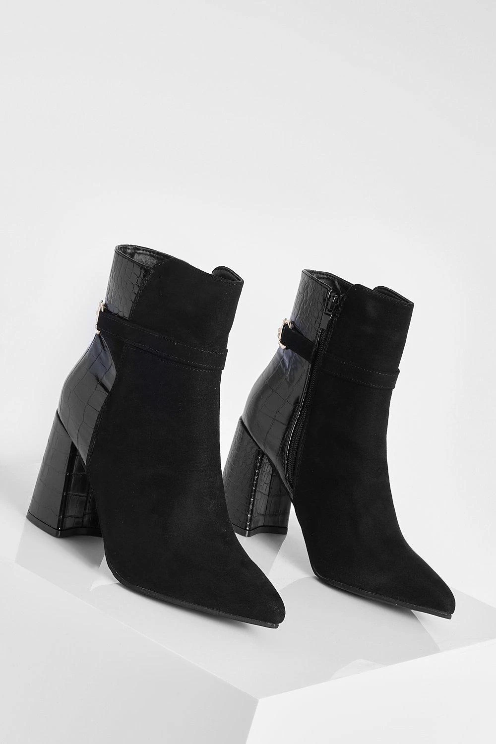 Breite Passform Stiefel Mit Hardware-Detail Und Blockabsatz 5 Breite Passform Stiefel Mit Hardware-Detail Und Blockabsatz – Bild 3