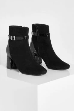 Kroko-Stiefel Mit Blockabsatz Und Seitlicher Schnalle -Nerf Verkäufe gzz15324 black xl 2
