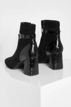 Kroko-Stiefel Mit Blockabsatz Und Seitlicher Schnalle -Nerf Verkäufe gzz15324 black xl 3