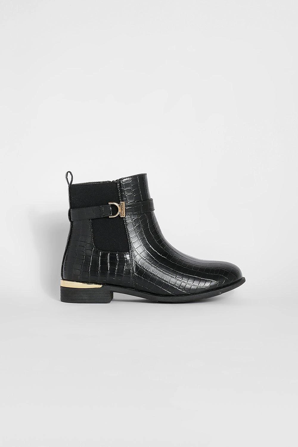 Breite Passform Kroko Chelsea-Stiefel Mit Detail 4 Breite Passform Kroko Chelsea-Stiefel Mit Detail – Bild 2