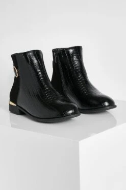 Breite Passform Chelsea-Stiefel Mit Kontrast-Einsatz Und Runder Schnalle -Nerf Verkäufe gzz20610 black xl 2