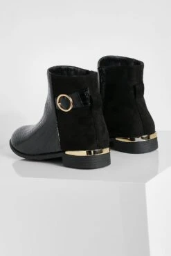 Breite Passform Chelsea-Stiefel Mit Kontrast-Einsatz Und Runder Schnalle -Nerf Verkäufe gzz20610 black xl 3