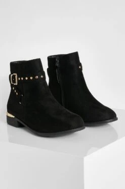 Breite Passform Chelsea-Stiefel Mit Schnalle Und Nieten-Detail 8 Breite Passform Chelsea-Stiefel Mit Schnalle Und Nieten-Detail -Nerf Verkäufe gzz20612 black xl 2