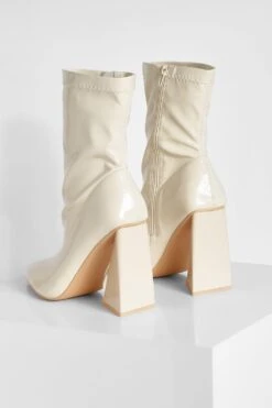 Breite Passform Stiefel In Knitteroptik Mit Dreieckigem Absatz -Nerf Verkäufe gzz20667 ecru xl 3