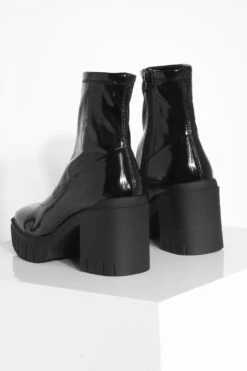 Socken-Stiefel Aus Leder Mit Absatz -Nerf Verkäufe gzz20820 black xl 3