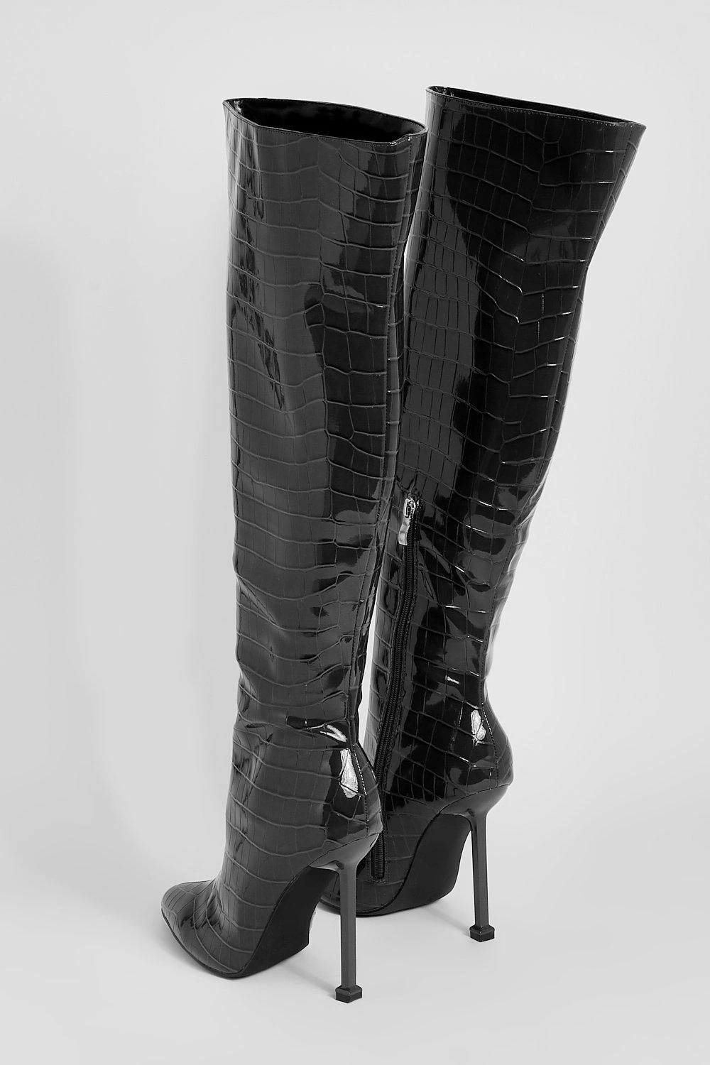 Kroko Overknee-Stiefel Mit Absatz 6 Kroko Overknee-Stiefel Mit Absatz – Bild 4