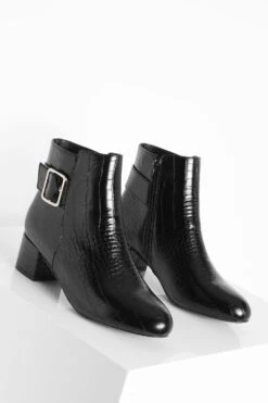 Breite Passform Kroko-Stiefel Mit Schnallen-Detail -Nerf Verkäufe gzz25363 black xl 2