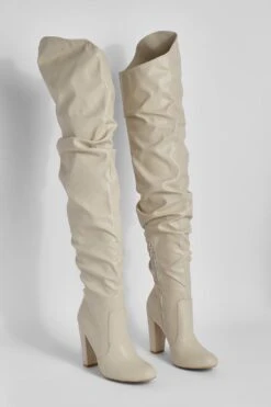 Geraffte Overknee-Stiefel -Nerf Verkäufe gzz26374 ecru xl 2