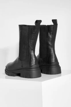 Klobige Kroko Chelsea-Stiefel Mit Lasche -Nerf Verkäufe gzz26473 black xl 3