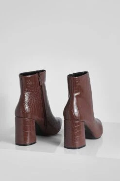 Breite Passform Kroko Socken-Stiefel Mit Blockabsatz -Nerf Verkäufe gzz26482 chocolate xl 3