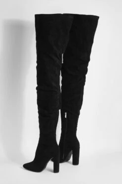 Geraffte Overknee-Stiefel Mit Absatz -Nerf Verkäufe gzz26510 black xl 3