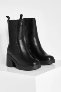 Breite Passform Chelsea-Stiefel Mit Blockabsatz -Nerf Verkäufe gzz28659 black xl 2