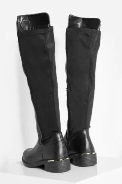 Kniehohe Stiefel Mit Kontrast-Einsatz -Nerf Verkäufe gzz30696 black xl 3