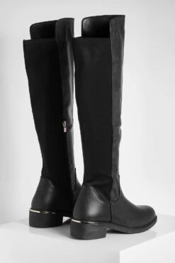 Breite Passform Kniehohe Stiefel Mit Kontrast-Einsatz 9 Breite Passform Kniehohe Stiefel Mit Kontrast-Einsatz -Nerf Verkäufe gzz30706 black xl 3