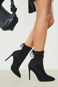 Breite Passform Geschnürte Socken-Stiefel Mit Absatz