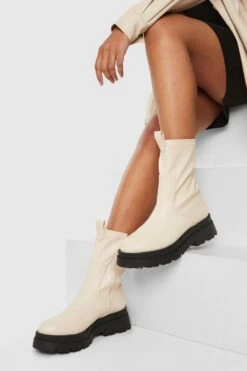 Breite Passform Chelsea-Stiefel Mit Doppelter Sohle Und Lasche