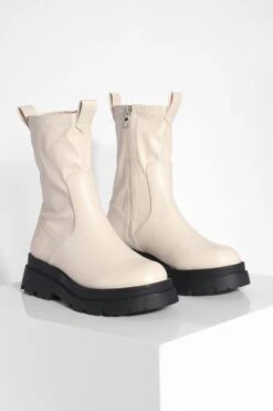 Breite Passform Chelsea-Stiefel Mit Doppelter Sohle Und Lasche -Nerf Verkäufe gzz33446 cream xl 2