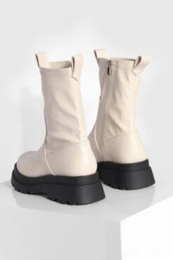 Breite Passform Chelsea-Stiefel Mit Doppelter Sohle Und Lasche -Nerf Verkäufe gzz33446 cream xl 3