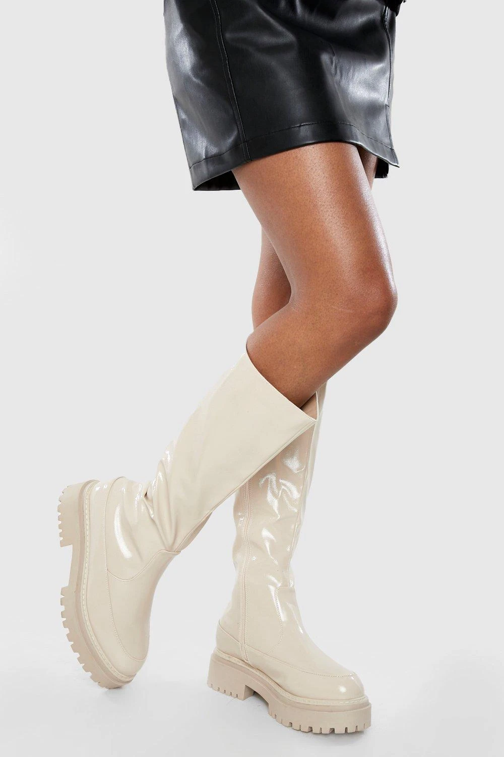 Breite Passform Kniehohe Stiefel Mit Doppelter Sohle 4 Breite Passform Kniehohe Stiefel Mit Doppelter Sohle – Bild 2