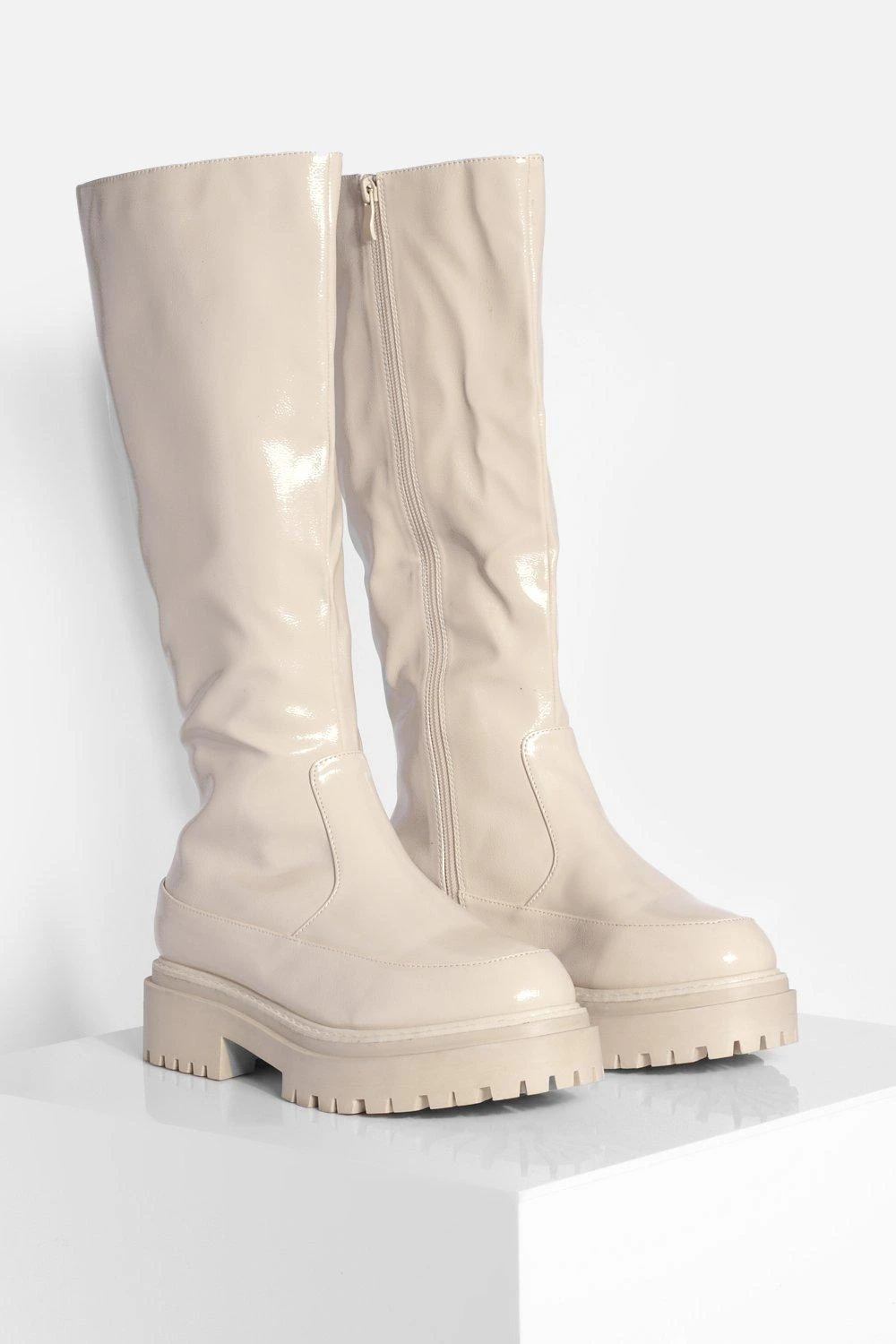 Breite Passform Kniehohe Stiefel Mit Doppelter Sohle 5 Breite Passform Kniehohe Stiefel Mit Doppelter Sohle – Bild 3