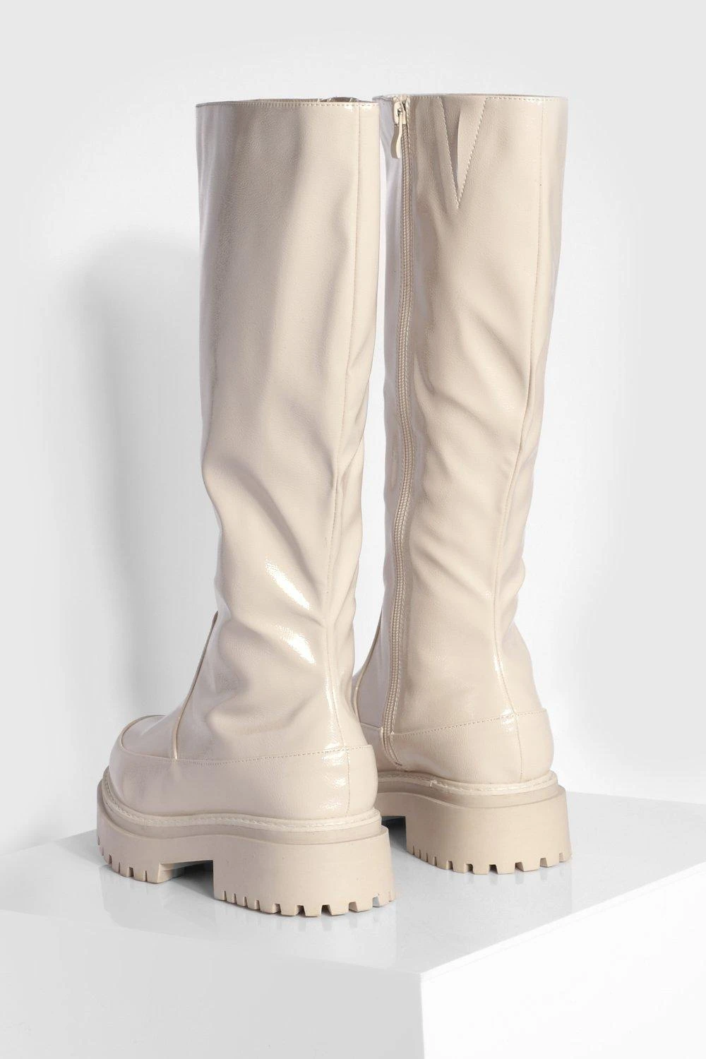 Breite Passform Kniehohe Stiefel Mit Doppelter Sohle 6 Breite Passform Kniehohe Stiefel Mit Doppelter Sohle – Bild 4