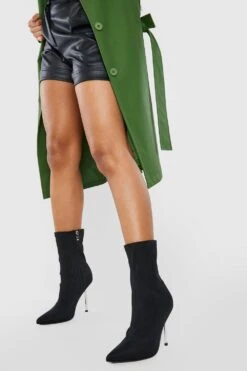 Spitze Socken-Stiefel Mit Metall Stiletto-Absatz