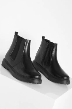 Breite Passform Kroko Chelsea-Stiefel Mit Lasche -Nerf Verkäufe gzz35547 black xl 2