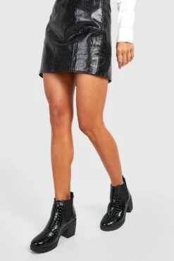 Kroko Chelsea-Stiefel Mit Blockabsatz