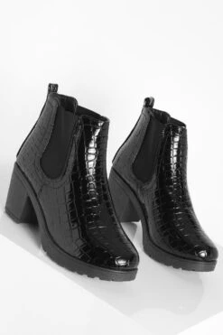 Kroko Chelsea-Stiefel Mit Blockabsatz -Nerf Verkäufe gzz35563 black xl 2